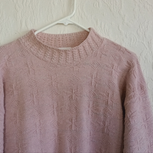 Bobbie Brooks Blush Pink Turtleneck Sweater With Sparkle Pastel Cute Soft Girl - Picture 3 of 9